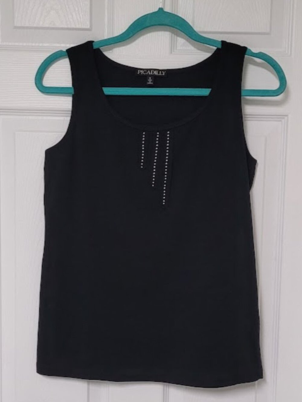 Picadilly Black Upscale Tank Top–Size Small/Medium– Silver Bead Detail- Quality